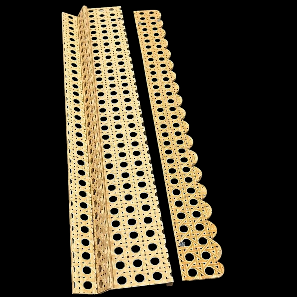 Luxury Mahjong 20-inch acrylic mahjong rack and scalloped magnetic pusher set with woven cane inlay