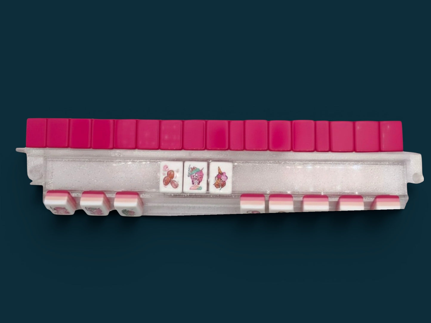 18.5” Clear Glitter Acrylic Mahjong Rack & Pusher Set of 4