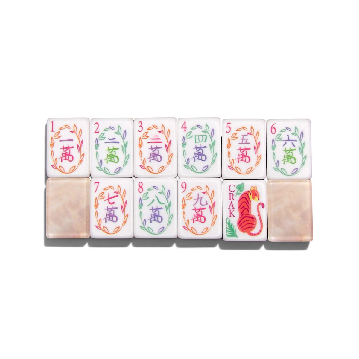 Lotus & Koi mahjong bam suit with lucky bamboo in painted vases and a hummingbird bonus tile