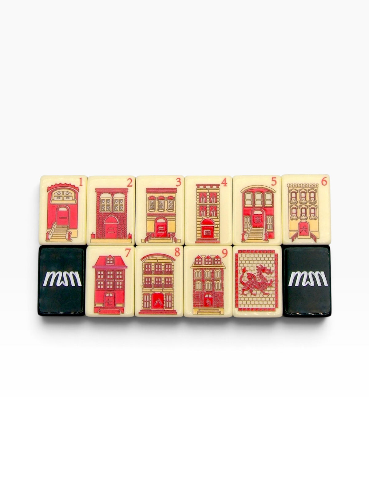 Empire Nights mahjong dot suit featuring the Empire State Building