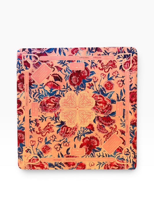 The Carnation Tiger Mahjong Mat — Microsuede with Printed Play Guide