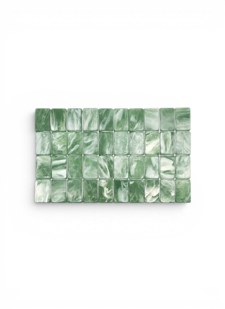 The Jade Garden mahjong tiles fanned out showing chinoiserie artwork