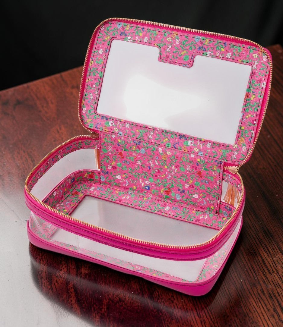 Oh My Mahjong Mahjong Tile Storage Case Organizer Bag Hot Pink Floral NEW1