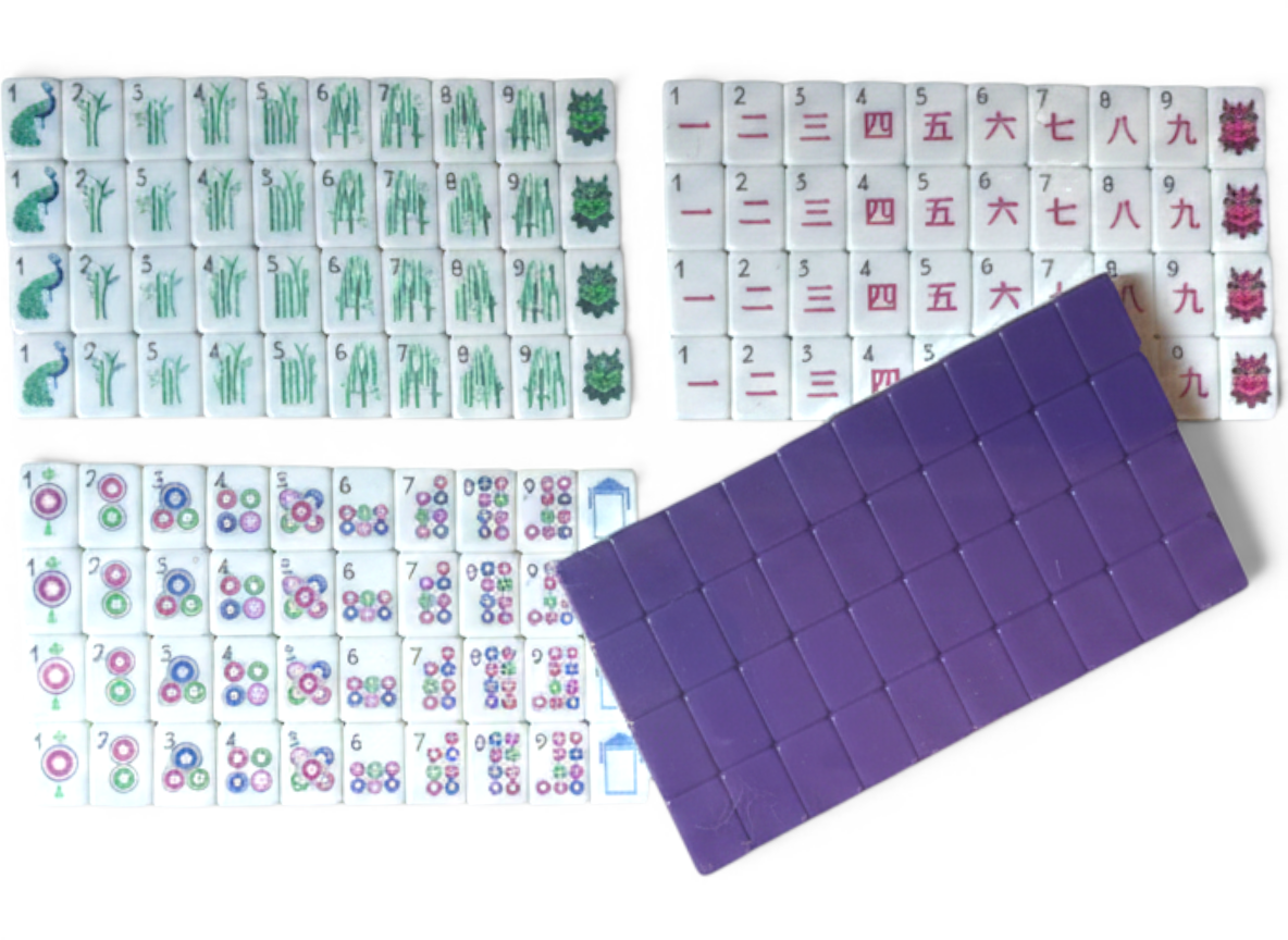 American Mahjong Tile Set 160 Tiles Imperial Plum Chinoiserie Bag Gift Box Dice4