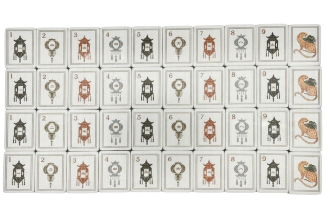 American Mahjong Set 160 Tiles Peach Palm Acrylic NMJL Bag Box Agate Dice3