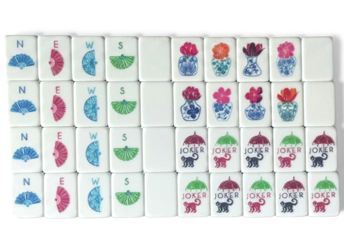 American Mahjong Tile Set 160 Tiles Imperial Plum Chinoiserie Bag Gift Box Dice0