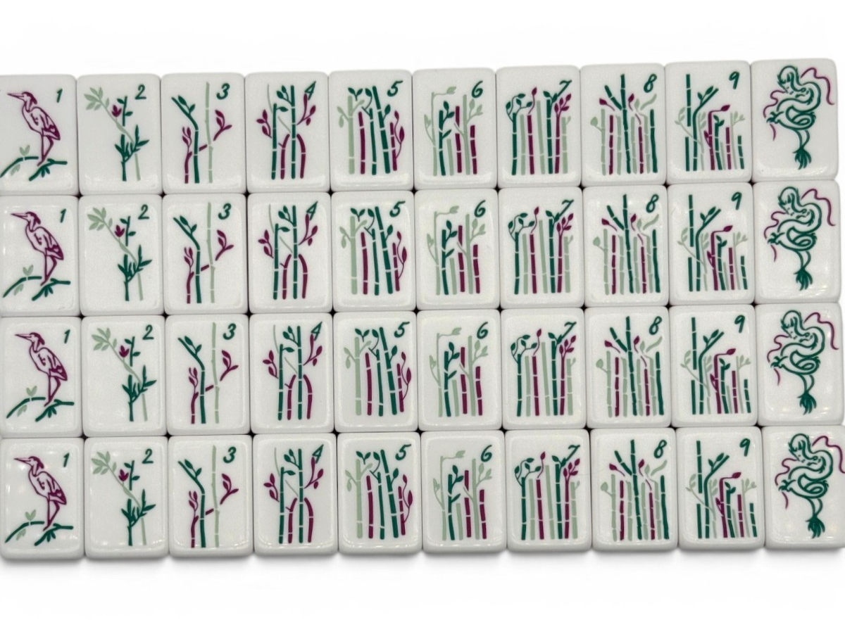 The Jade Garden mahjong wind, dragon and flower tiles