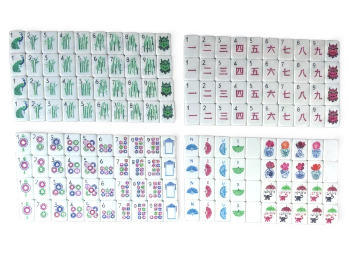 American Mahjong Tile Set 160 Tiles Imperial Plum Chinoiserie Bag Gift Box Dice3