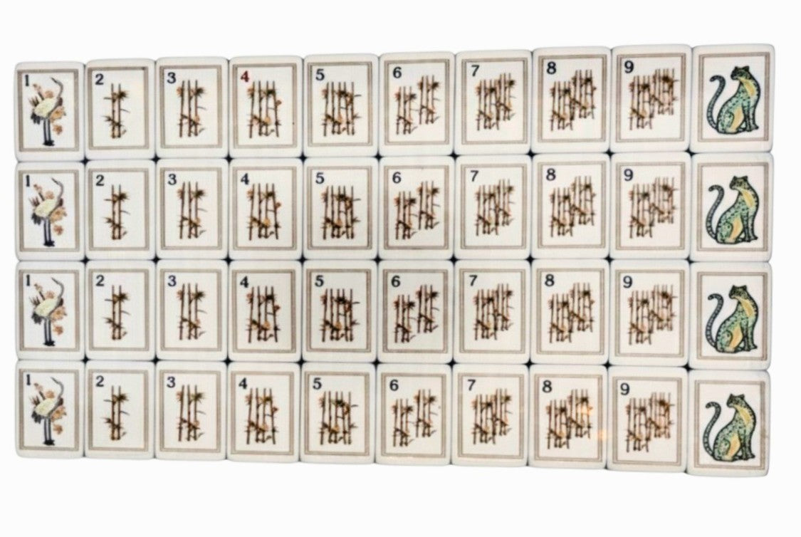 American Mahjong Set 160 Tiles Peach Palm Acrylic NMJL Bag Box Agate Dice2