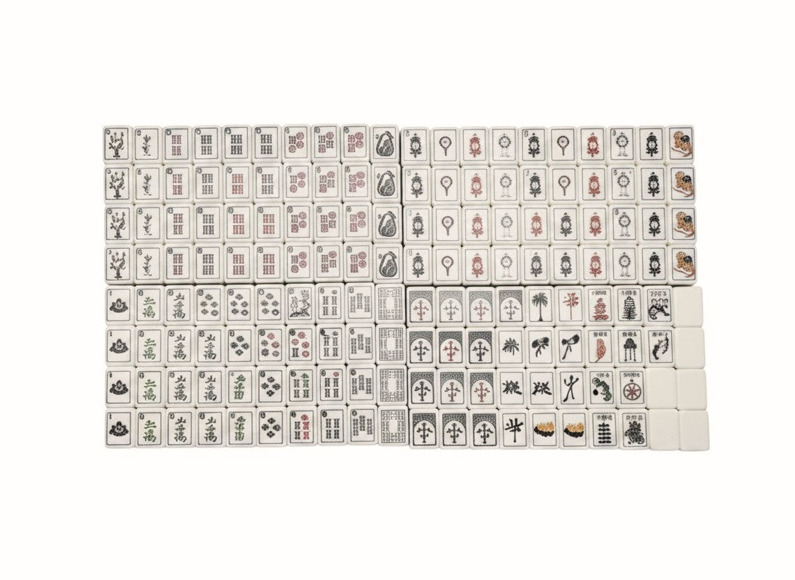 American Mahjong Set 160 Tiles Peach Palm Acrylic NMJL Bag Box Agate Dice0