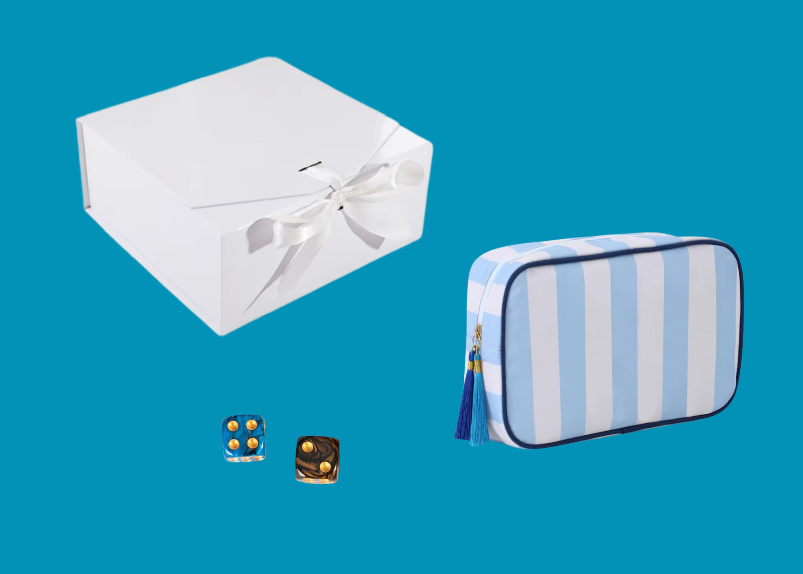 Grandmillennial Mahjong Set Blue needlepoint design w/ Bag, Box & agate dice6