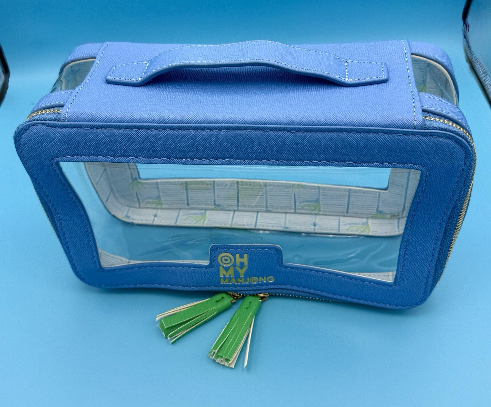 OH MY MAHJONG Blue Tile Storage Bag0