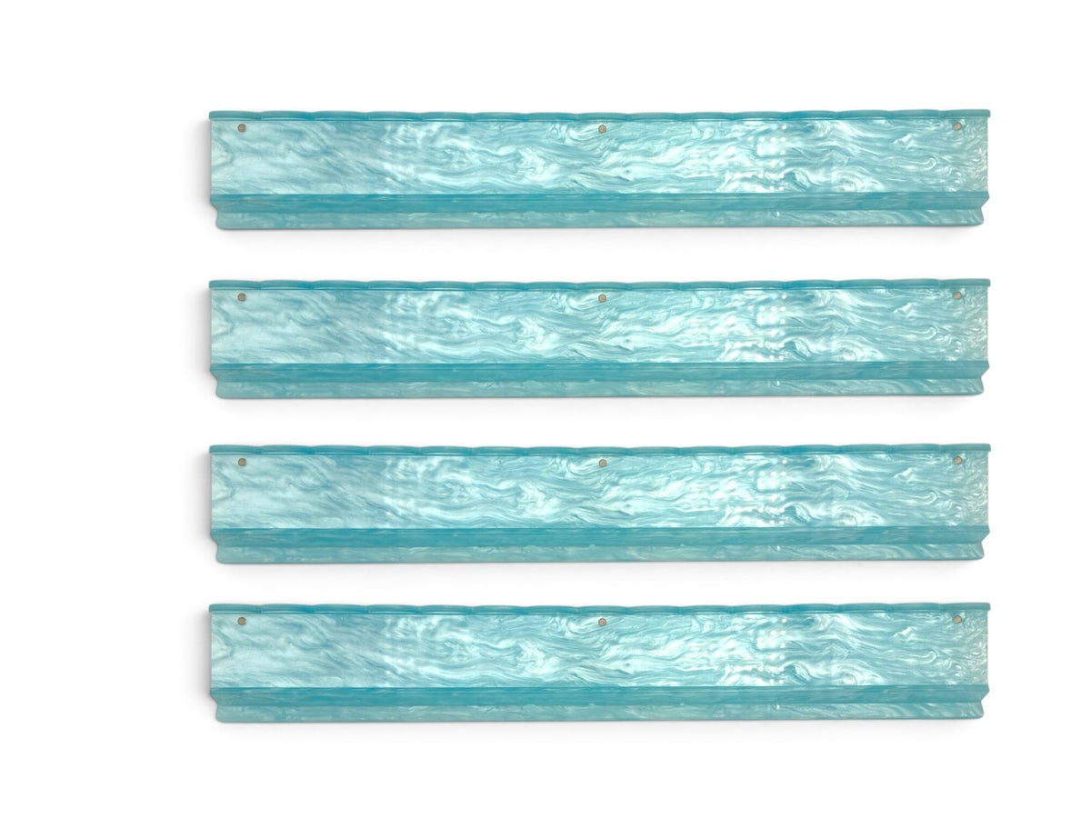 Aqua pearl mahjong rack with detachable magnetic pusher attached
