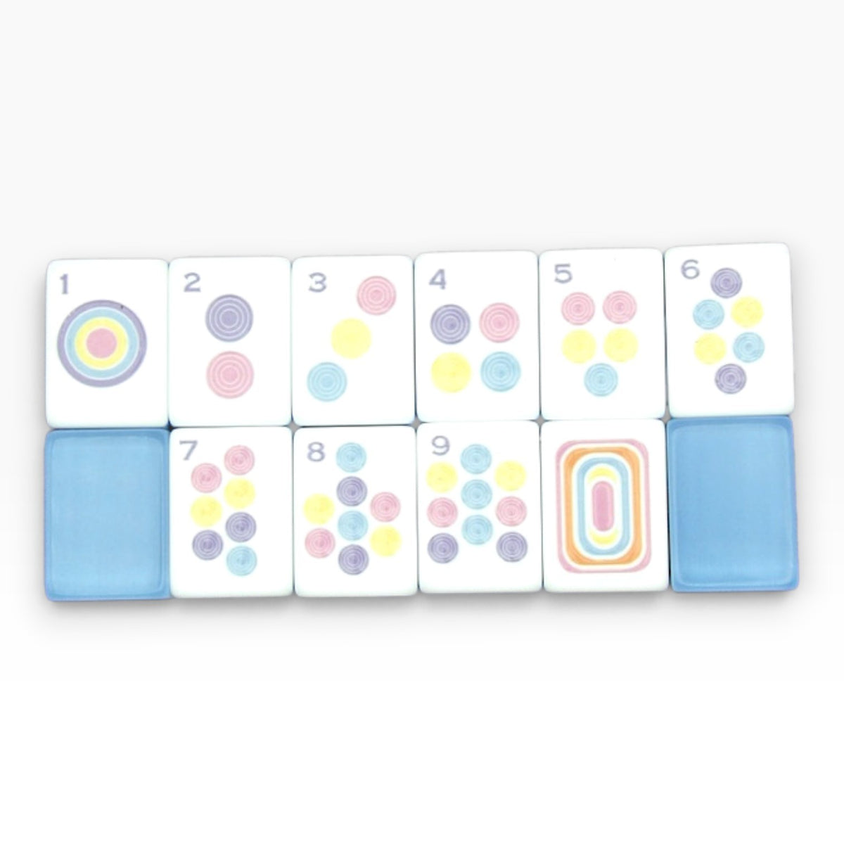 Ladybug & Bluebell mahjong crak suit with numerals in pink and violet
