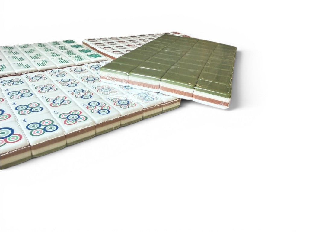 The Olive Pagoda American Mahjong Flower tiles in turquoise and rose lotus colorways