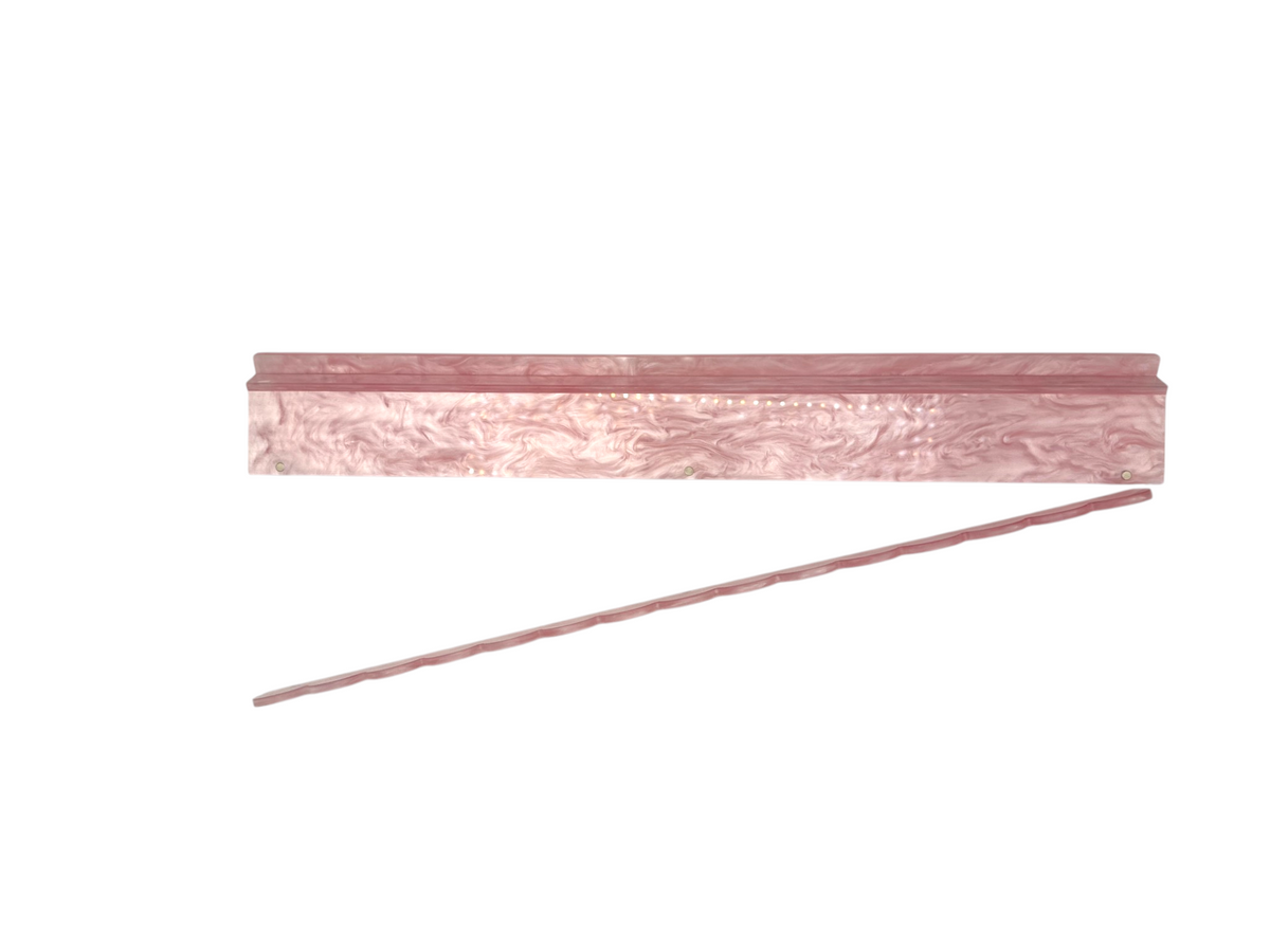 Pink pearl mahjong rack with detachable magnetic pusher attached