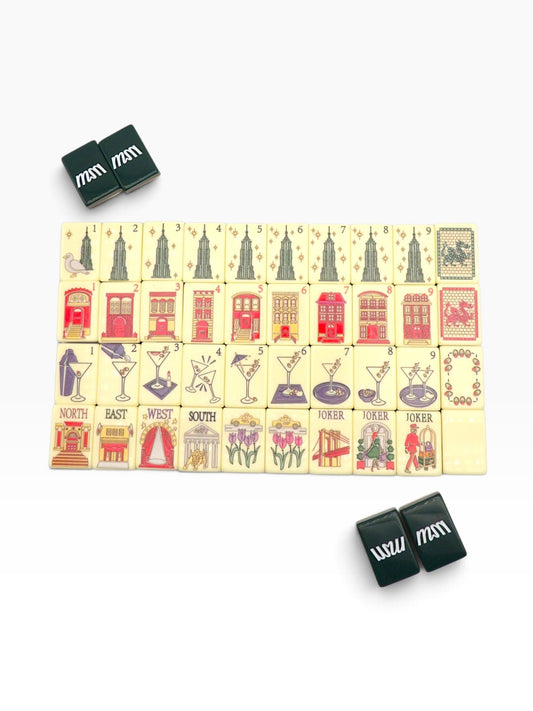 Empire Nights American Mahjong set with New York City icon tile artwork