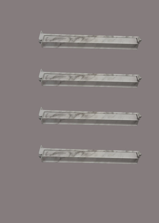 Luxury Mahjong set of four 18.5-inch white marble acrylic mahjong racks with integrated pushers for American play.