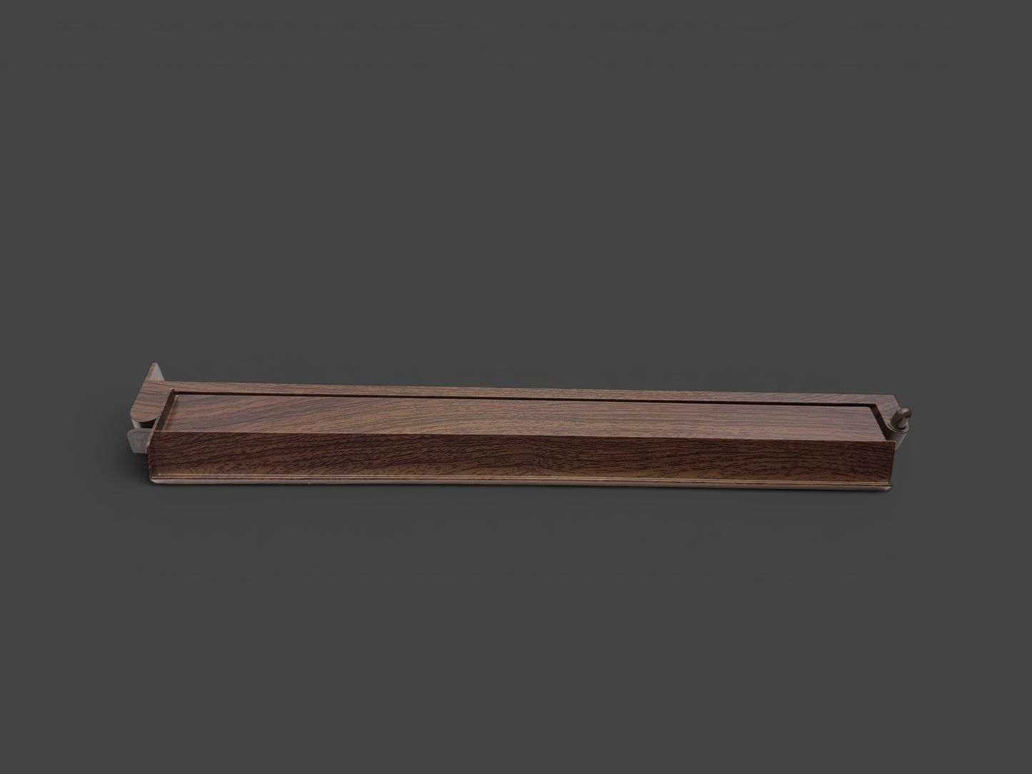 Luxury Mahjong dark wood tile rack with smooth finish and angled design for stable tile display.