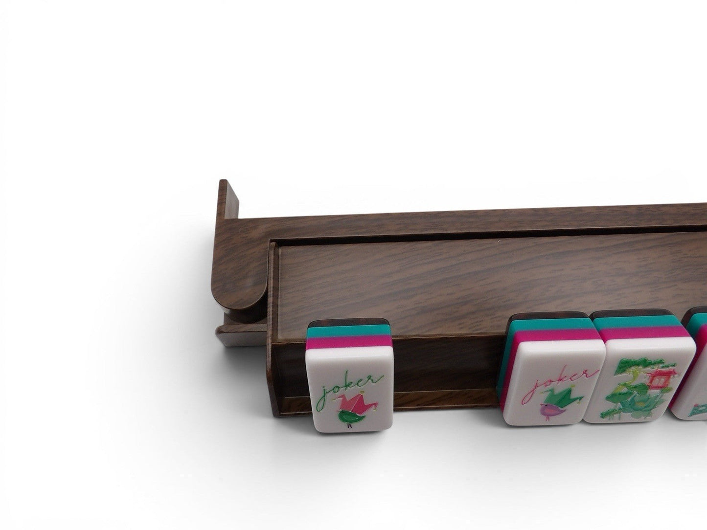 Luxury Mahjong dark walnut acrylic mahjong rack set styled for game night