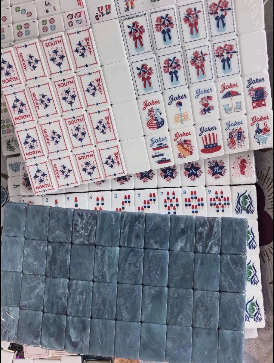 Red White & Bam patriotic fireworks mahjong tile set