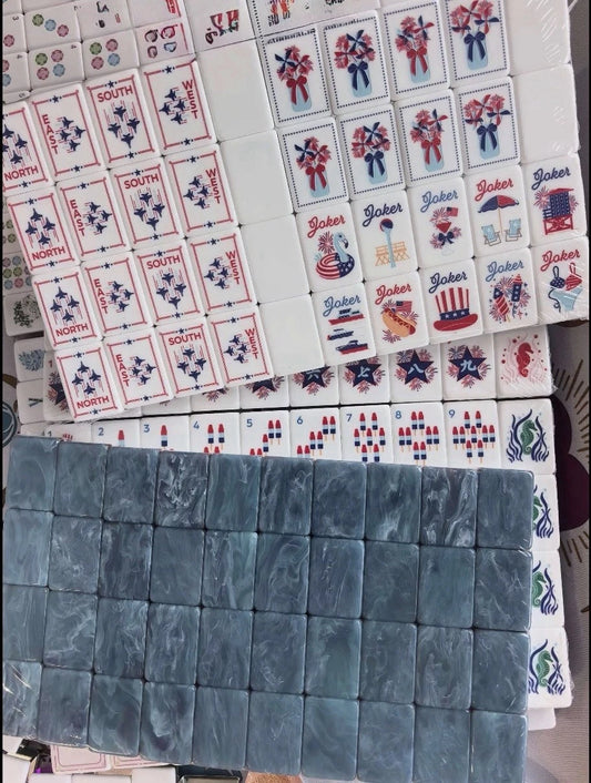 Red White & Bam patriotic fireworks mahjong tile set