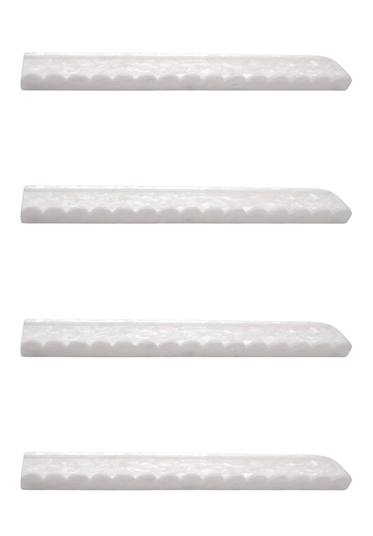 White Wave scalloped acrylic mahjong racks, set of four with magnetic pushers and velvet rack bag