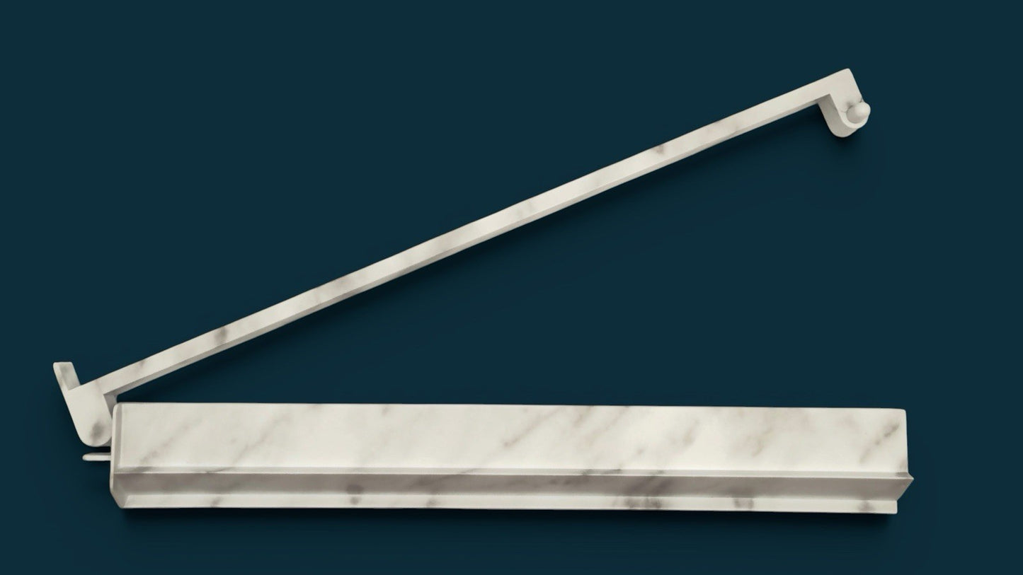 Luxury Mahjong white Carrara marble acrylic mahjong rack, side angle