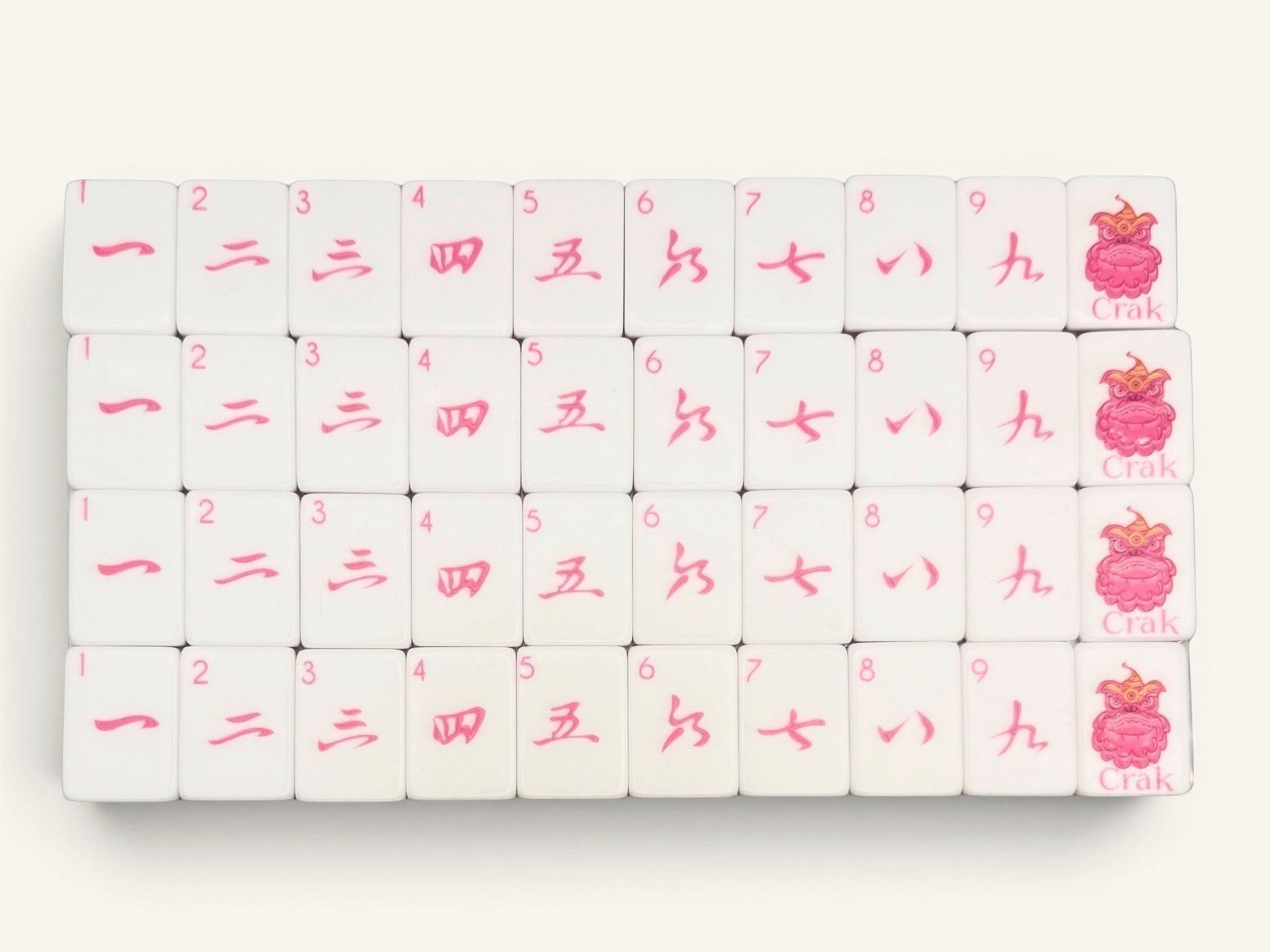 Tortoise & Plume Crak suit pink calligraphy tiles (face design, matte back edition)