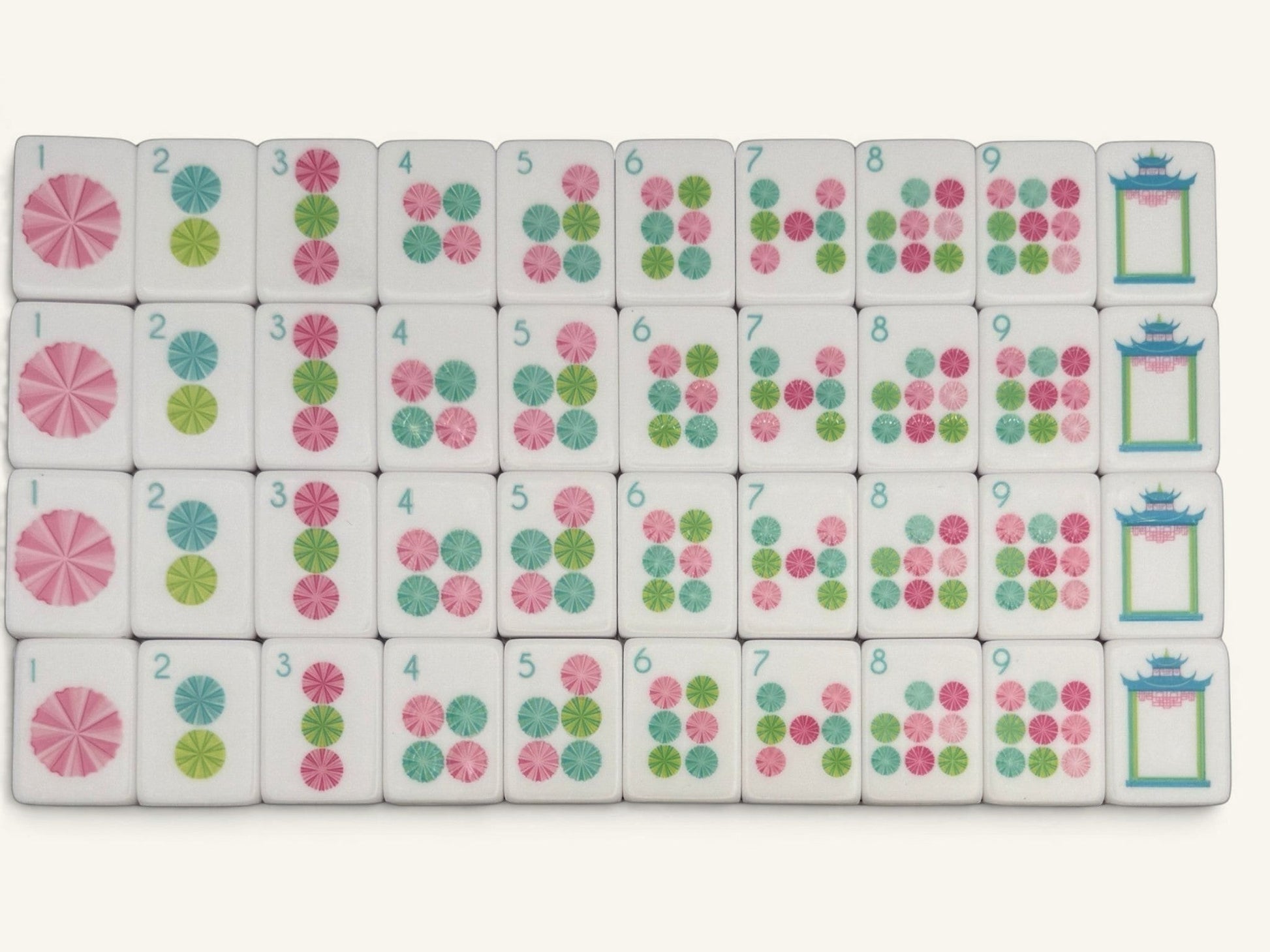 Tortoise & Plume Dot suit pastel pinwheel tiles (face design, matte back edition)