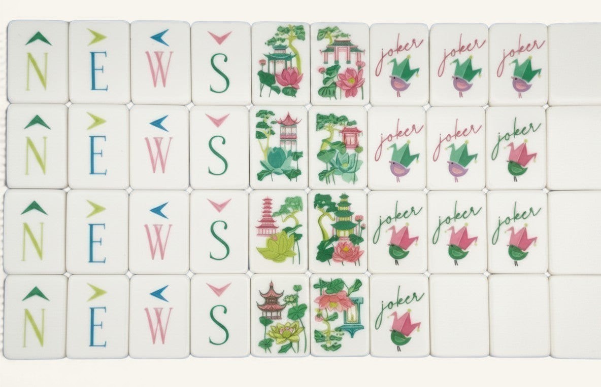 Tortoise & Plume Wind, Flower, and Joker tiles (face design, matte back edition)